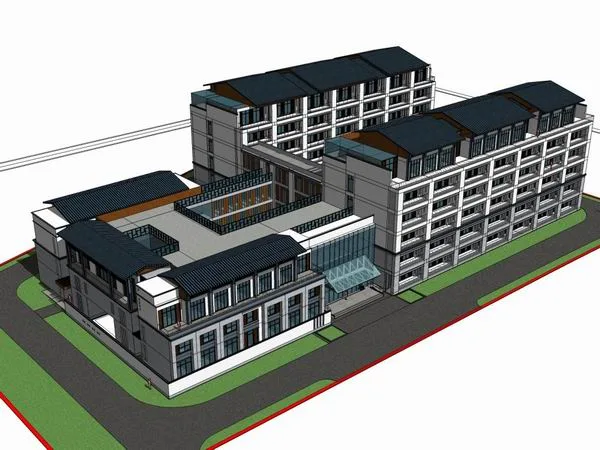 Sketchup Hospital Model | Multi story nursing homes, nursing homes, hospital medical buildings, modern Chinese style
