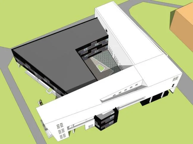 Sketchup Cultural Model | Multi story Library Art Gallery, Cultural Architecture, Modern Style