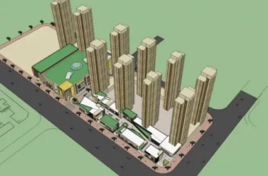 SketchUp Model of a High-Rise Residential Community with Ground-Floor Retail in Classic Style-BIM WORLD