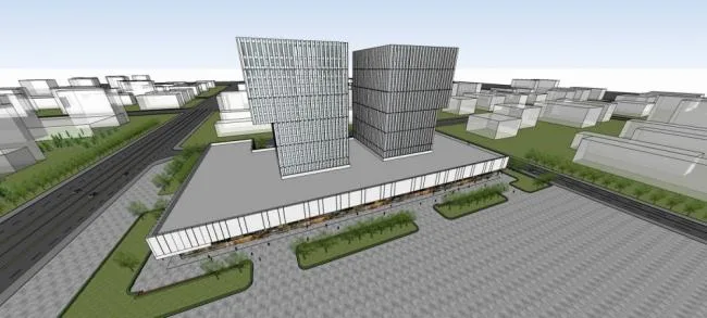 Sketchup Office Model | High rise office building, hotel, modern style, ground floor commercial, commercial podium