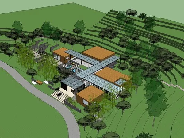 Sketchup Business Model | Multi story Mountain Club, Commercial, Modern Style