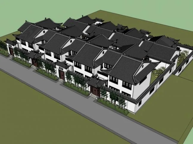 Sketchup Villa Model | Courtyard Villa, Chinese Style