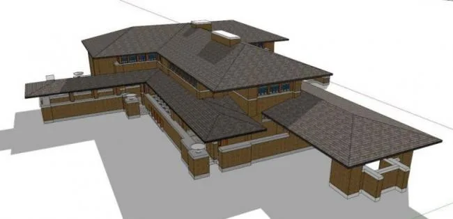Sketchup Villa Model | Stacked Villa, Modern Style, Wright, Martin Villa
