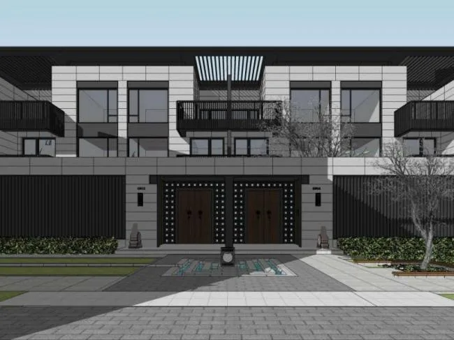 Sketchup Villa Model | Multi row Villa, Modern Chinese Style