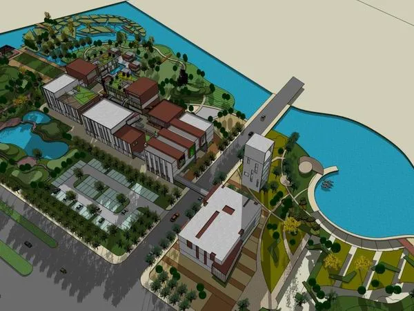 Sketchup Business Model | Multi story Commercial Street, Modern Style