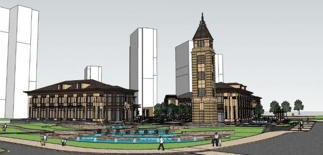 SketchUp Business Model: European Classical Style Multi-Story Commercial Building