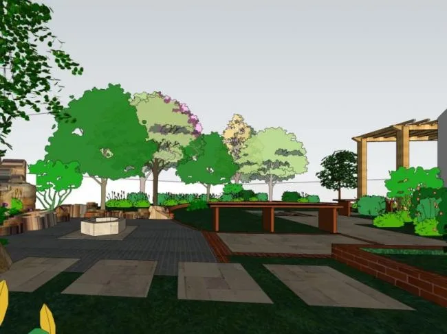 Sketchup Landscape Model | Villa Landscape, Courtyard Landscape, Modern Style