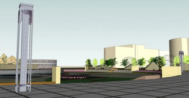 Sketchup Landscape Model | Office Square Landscape, Modern Style