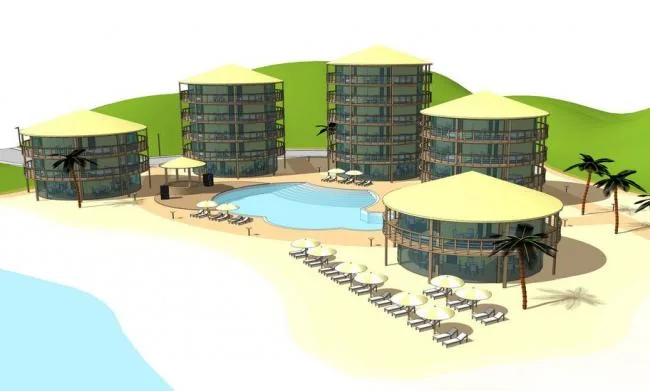 Modern Multi-Story Beach Resort Hotel Model in SketchUp
