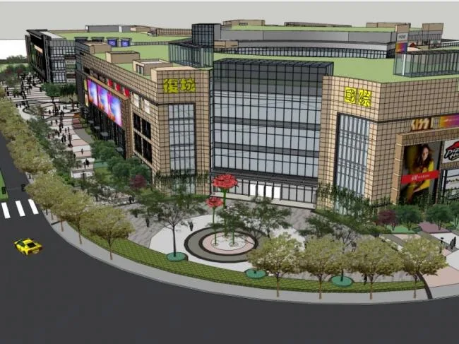 Sketchup Landscape Model | Commercial Landscape, Modern Style