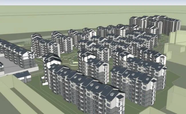 Sketchup Residential Model | Small and High rise Residential Complex, Modern Chinese Style, Residential Building, Sloping Roof