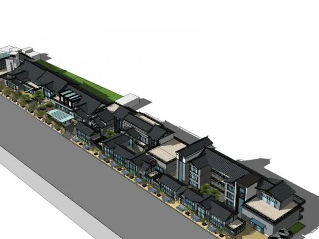 Chinese-Style Row Villa Model in SketchUp