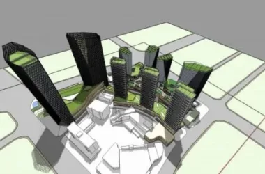 SketchUp Complex Model: Modern Super High-Rise Urban Commercial Tower with Hotel, Offices, and Retail Podium-BIM WORLD