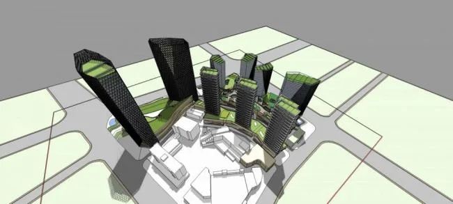 Sketchup Complex Model | Super high-rise urban commercial complex, hotel office, commercial podium, modern style