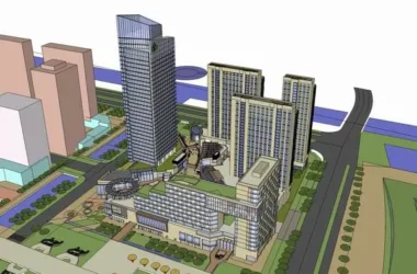 SketchUp Complex Model: Multi-Story Commercial and Residential Office Building in Modern Style-BIM WORLD