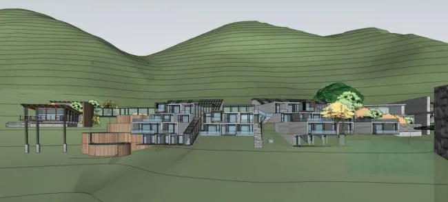 Sketchup Hotel Model | Meihong Xindu Resort Hotel, Mountain Villa, Multi story, Modern Style