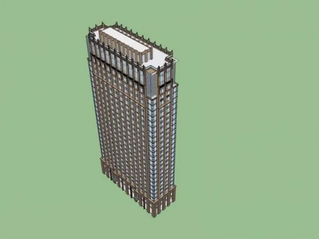 Modern High-Rise Hotel Model in SketchUp