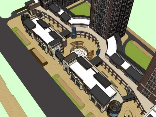Sketchup Complex Model | Multi story Commercial and Residential Complex, Residential, Ground Floor Commercial, Classical Style