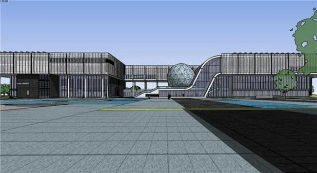 Sketchup Cultural Model | Multi-story Technology Exhibition Hall, modern style, with attached renderings and CAD drawings