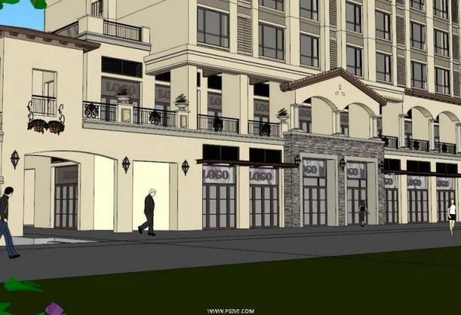 Sketchup Business Model | Multi story Commercial Street, Classical Style