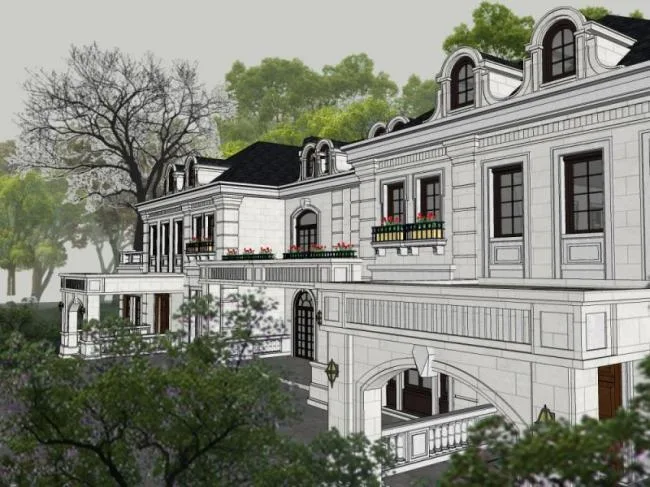 Sketchup Villa Model | Stacked Villa, Classical Style