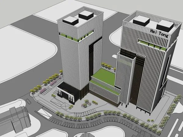 SketchUp Model of a Modern Super High-Rise Office Building