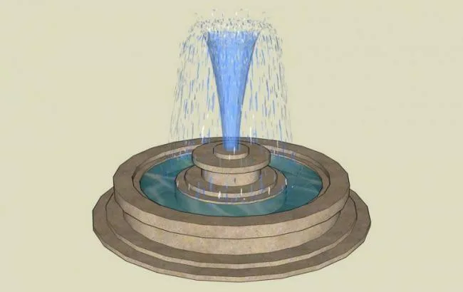 SketchUp Material Model: European Water Fountain Landscape Sculpture Components