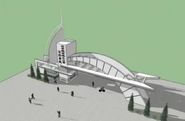 Modern Single-Story Guard Room and Entrance Gate Model in SketchUp | Beijing Institute of Aeronautics and Astronautics-BIM WORLD