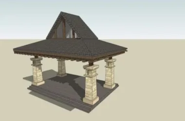 European Classical Style Pavilion Sketchup Model Preview-BIM WORLD