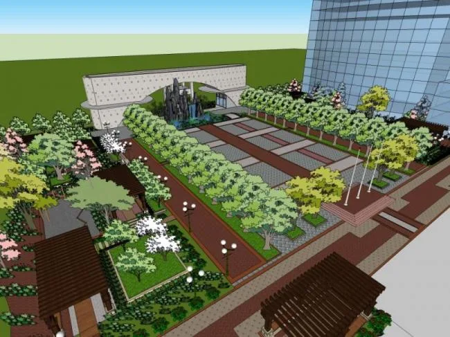 Sketchup Landscape Model | Office Landscape, Modern Style