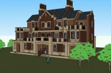 Classical Style Townhouse Villa Model in SketchUp-BIM WORLD