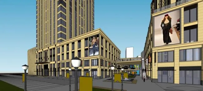 Sketchup Complex Model | Commercial Complex, High rise Hotel Office, Apartment, Bank, Multi story Commercial Skirt, Residential Building, Neoclassical Style