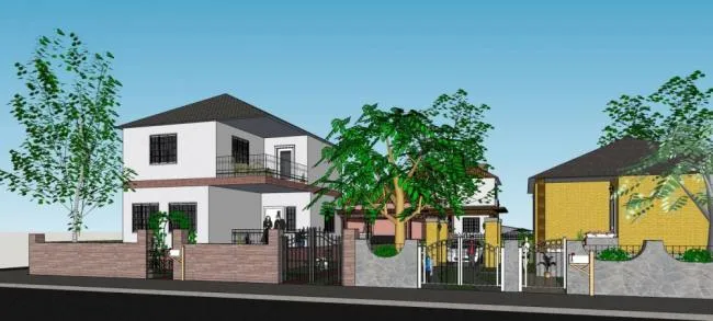 Sketchup Villa Model | Residential Building, Solo Villa, American Style, Sloping Roof, Courtyard Villa