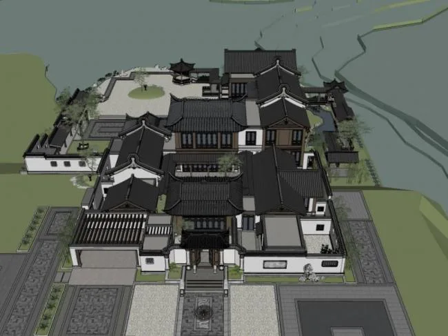 Sketchup Villa Model | Stacked Villa, Chinese Style