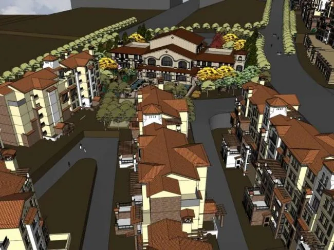 Sketchup Residential Model | Multi story Residential Community, Sales Office, Classical Style