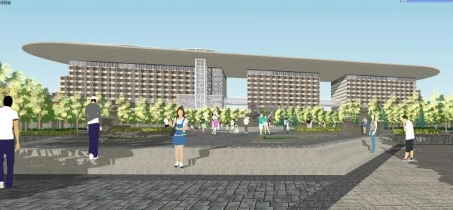 Modern High-Rise Five-Star Hotel and Landscape Model in SketchUp