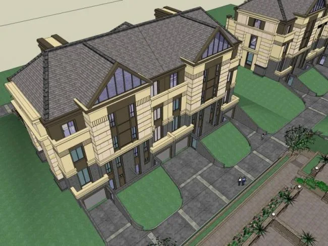 Sketchup Villa Model | Multi row Villa, Modern Style