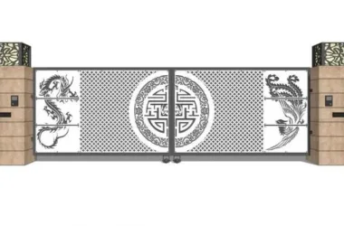 SketchUp Material Model: Iron Gate Components with Chinese Style Design-BIM WORLD