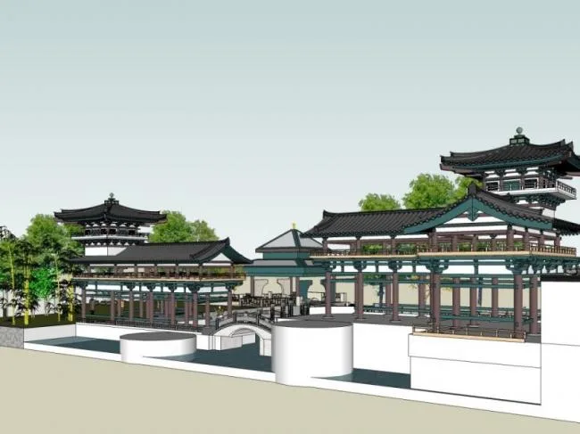 Sketchup Landscape Model | Park Landscape, Garden Landscape, Chinese Style, Chinese Garden