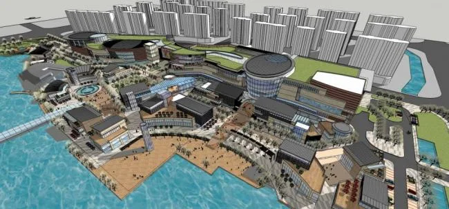 Sketchup Complex Model | Binjiang Comprehensive Commercial Street, Hotel Office, Shopping Mall, Podium, Multi story High rise Mixed Use, Modern Style