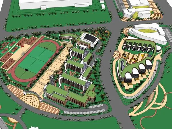 Sketchup School Model | Multi story School, Campus Educational Architecture, Modern Style