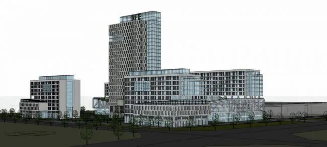 Sketchu Industrial Building | Yantai Oriental Electronics Industrial Park, multi story high-rise mixed use, office building, industrial architecture, modern style