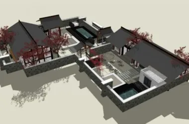 SketchUp Business Model: Chinese-Style Courtyard and Landscape Design for Business Clubs-BIM WORLD