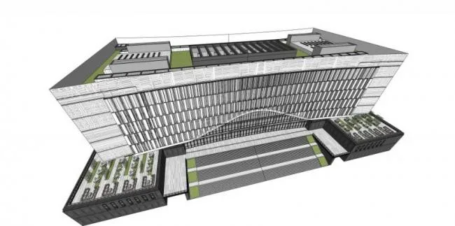 Modern Multi-Story Office Building Model in SketchUp