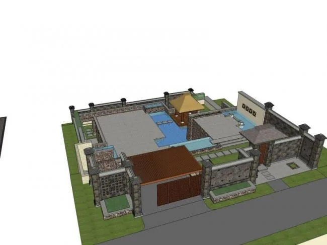 Sketchup Landscape Model | Courtyard Landscape, New Chinese Style