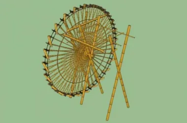 SketchUp Material Model: Bamboo Waterwheel Landscape Component-BIM WORLD