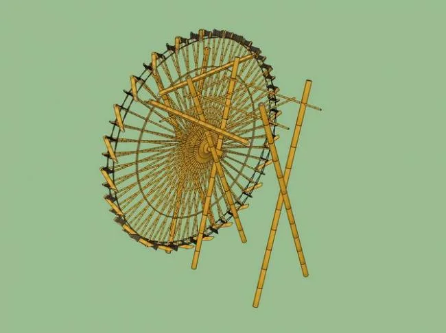 SketchUp Material Model: Bamboo Waterwheel Landscape Component