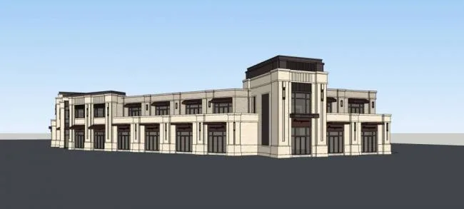 Sketchup Business Model | Multi story commercial podium, neoclassical style