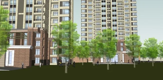 Sketchup Residential Model | High rise residential building, modern style, ground floor commercial, residential building