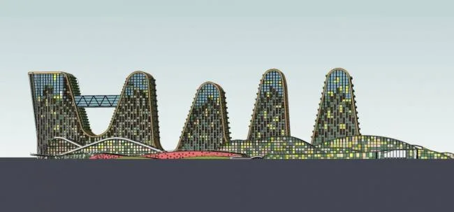 Sketchup Office Model | High rise hotel office, office building, shopping mall, commercial podium, modern style, ecological office building, irregular shape
